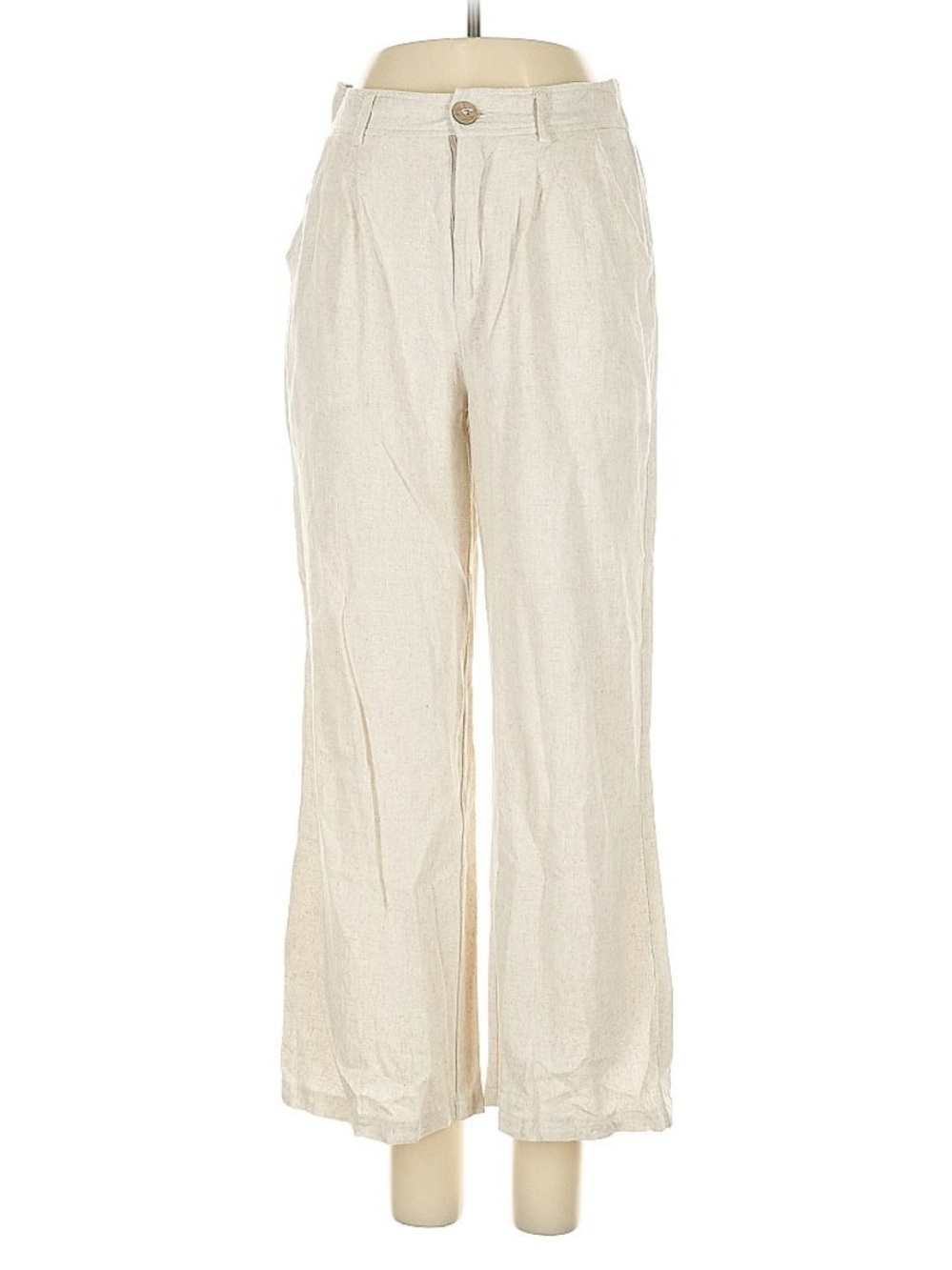 Light Cream Wide-Leg Casual Pants